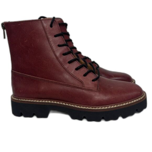 Madewell Citywalk Lugsole Lace Up Booties Leather $198 NB948 Rusted Burgundy - Picture 2 of 8